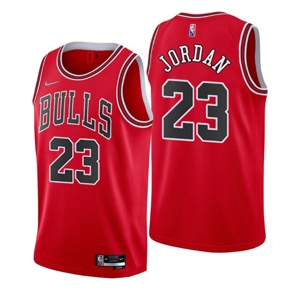 Men's Chicago Bulls #23 Michael Jordan Red 75th Anniversary Stitched Basketball Jersey - Click Image to Close